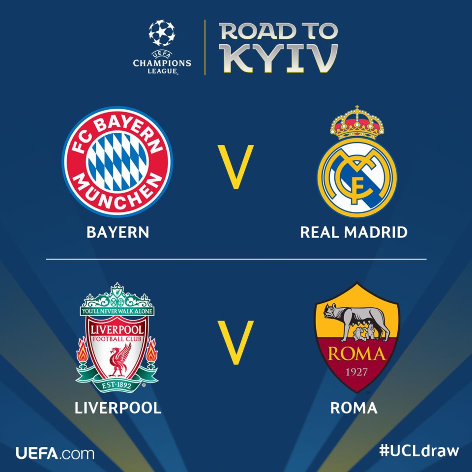 Ligue des champions : Bayern Munich-Real Madrid et Liverpool-Roma en demi-finales Ligue des champions : Bayern Munich-Real Madrid et Liverpool-Roma en demi-finales