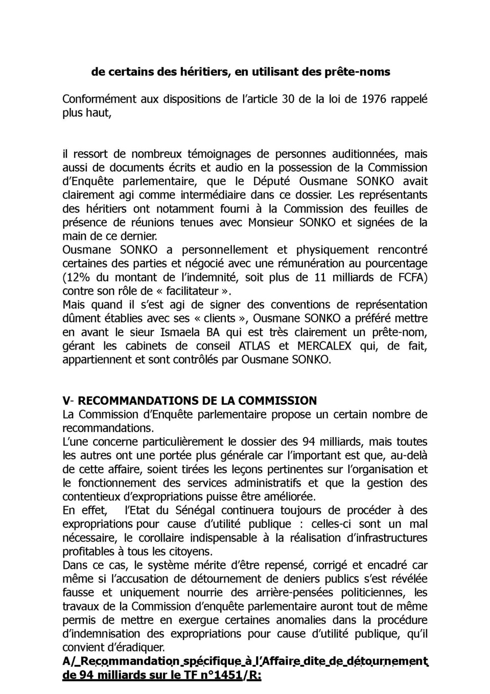 AFFAIRE DES 94 MILLIARDS : La Commission d'enquête parlementaire blanchit Mamour Diallo et enfonce Ousmane Sonko AFFAIRE DES 94 MILLIARDS : La Commission d'enquête parlementaire blanchit Mamour Diallo et enfonce Ousmane Sonko