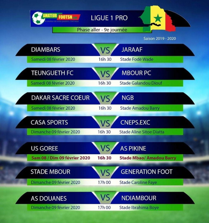 Ligue 1 Sénégalaise : Les chocs à l’affiche de la 9ème journée…