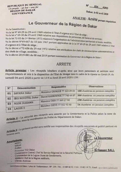 Covid-19 : L’Etat réquisitionne 4 hôtels de luxe à Dakar