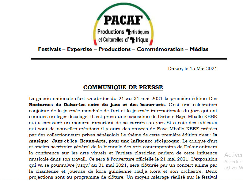 PACAF COMMUNIQUE DE PRESSE