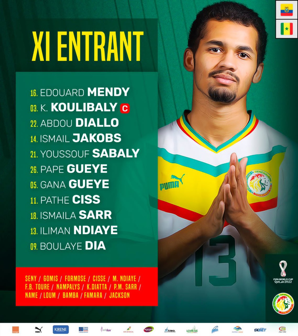 CdM : Equateur-Sénégal, les compos CdM : Equateur-Sénégal, les compos