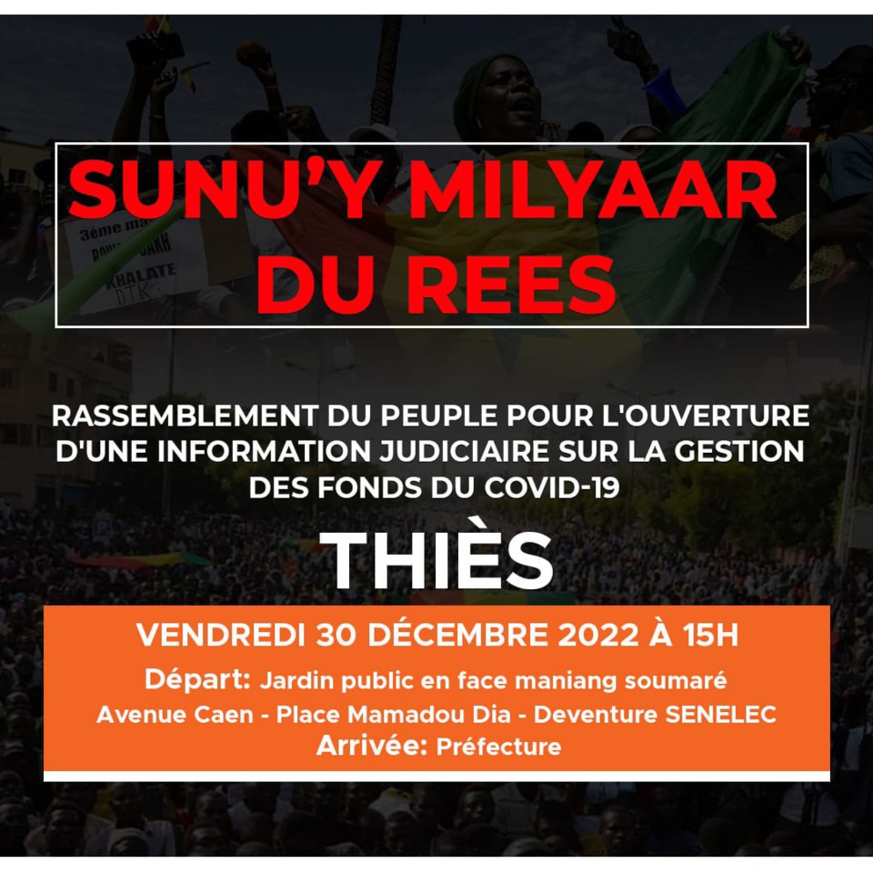 RASSEMBLEMENT CITOYEN « SUNUY MILLIARDS DU REES »  :La société civile reste suspendue à la décision du préfet, une conférence de presse prévue ce matin