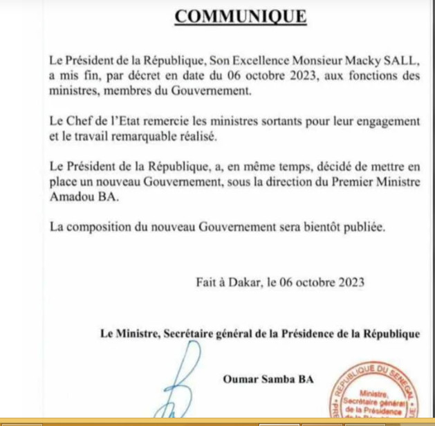 Le Président Macky Sall met fin aux fonctions des ministres,remaniement gouvernemental en vue