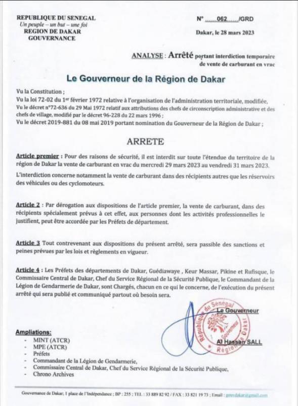VENDREDI DE TOUS LES DANGERS ET RISQUE DE TENSION À DAKAR : Des écoles vaquent les cours, DDD suspend ses rotations, la vente de carburant en vrac et la circulation des deux-roues interdites