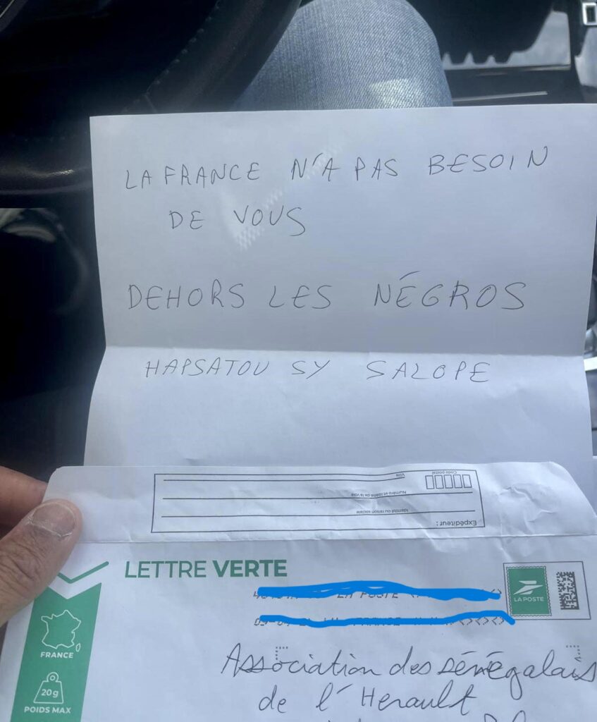 « Dehors les négros », l’ignoble courrier envoyé à l’Association des Sénégalais de Montpellier