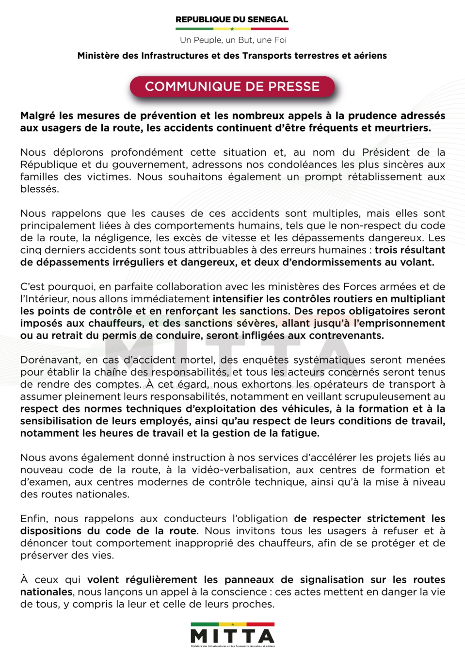 Malgré les mesures de prévention et les nombreux appels à la prudence adressés aux usagers de la route, les accidents continuent d’être fréquents et meurtriers. Malgré les mesures de prévention et les nombreux appels à la prudence adressés aux usagers de la route, les accidents continuent d’être fréquents et meurtriers.