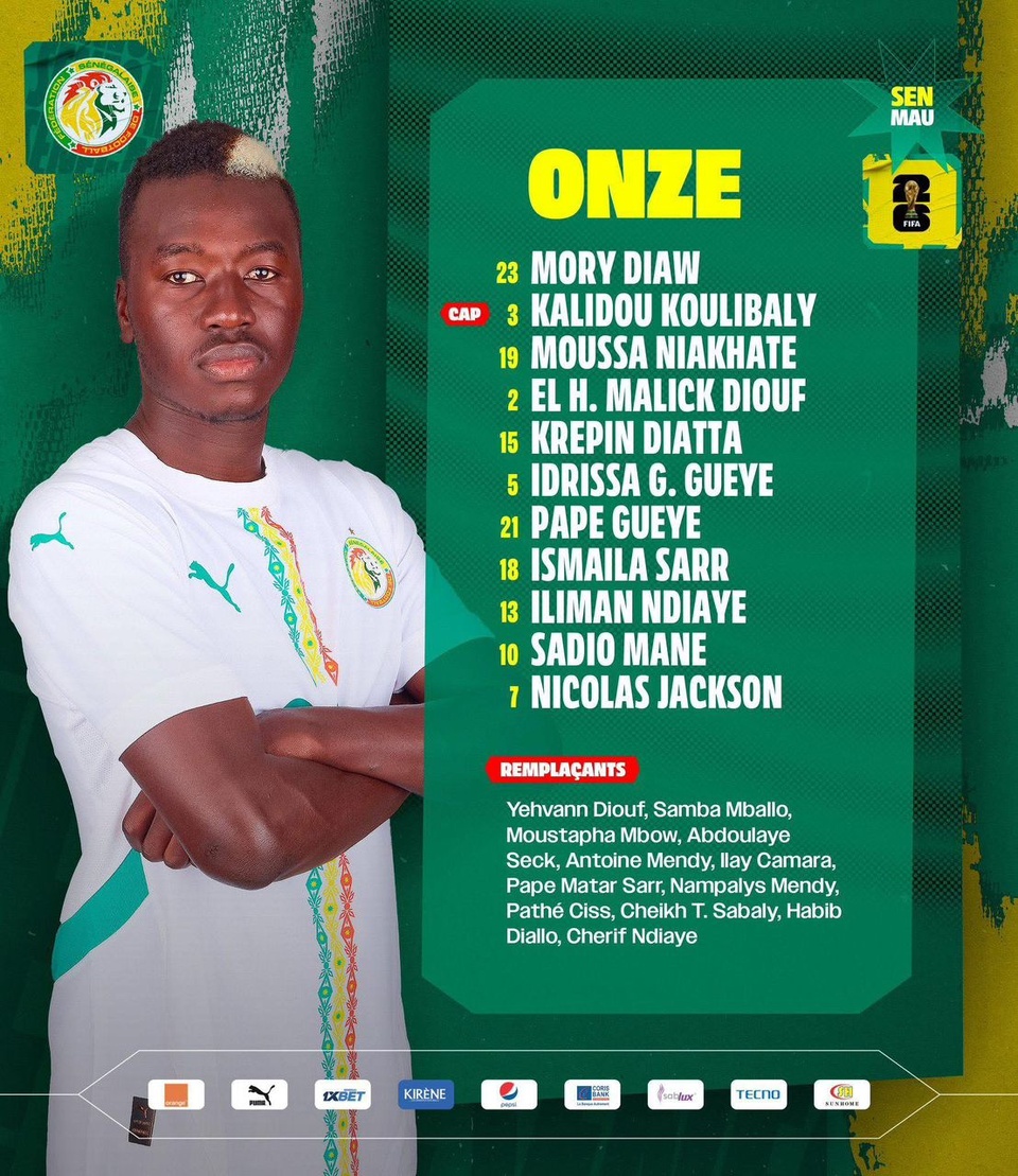 Sénégal vs Mauritanie : Nicolas Jackson et Pape Guèye titulaires, la composition officielle des Lions Sénégal vs Mauritanie : Nicolas Jackson et Pape Guèye titulaires, la composition officielle des Lions