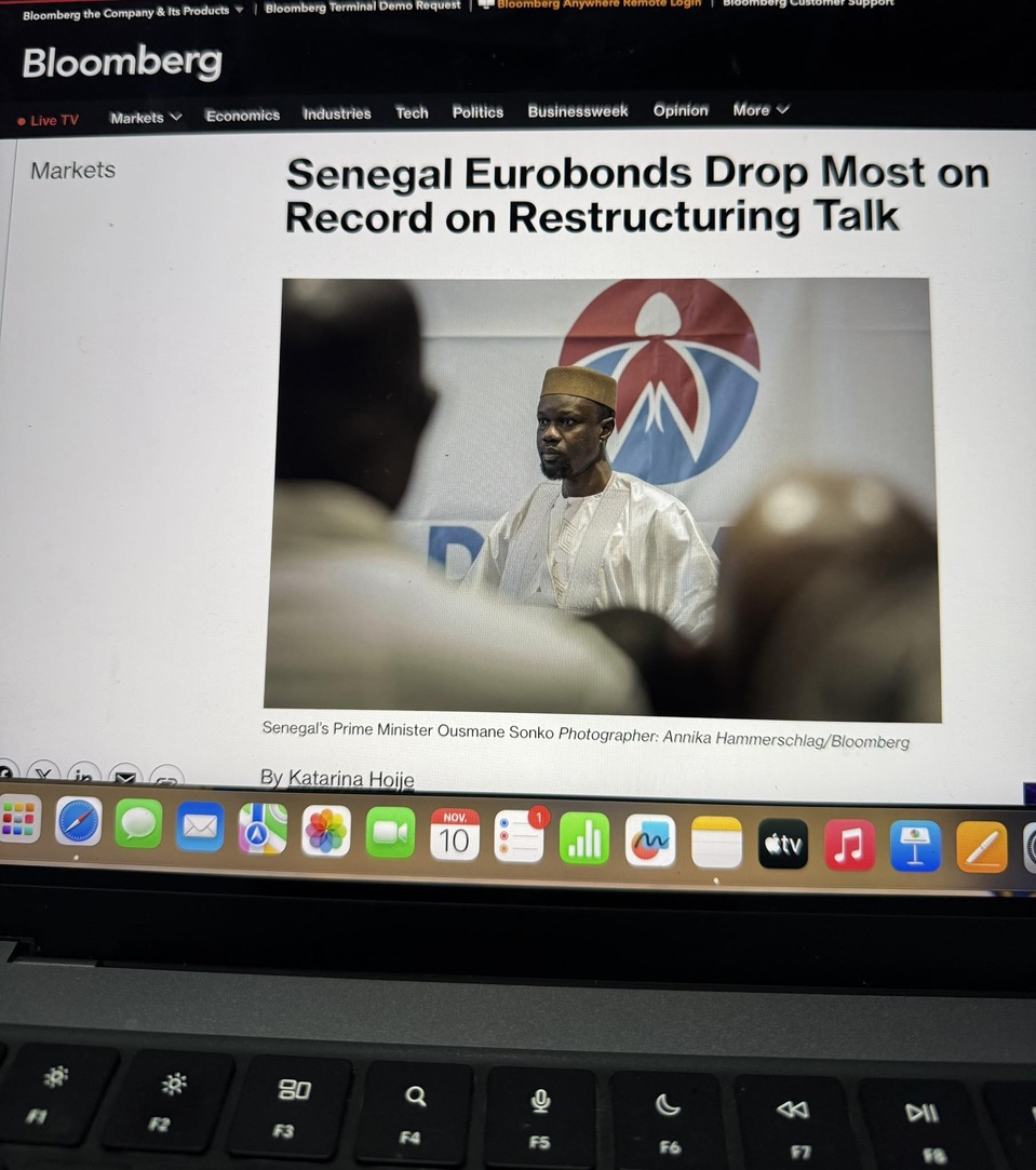 SUITE A LA DECISION DU GOUVERNEMENT DE REFUSER TOUTE RESTRUCTURATION DE LA DETTE : Les euro-obligations du Sénégal enregistrent une baisse record SUITE A LA DECISION DU GOUVERNEMENT DE REFUSER TOUTE RESTRUCTURATION DE LA DETTE : Les euro-obligations du Sénégal enregistrent une baisse record