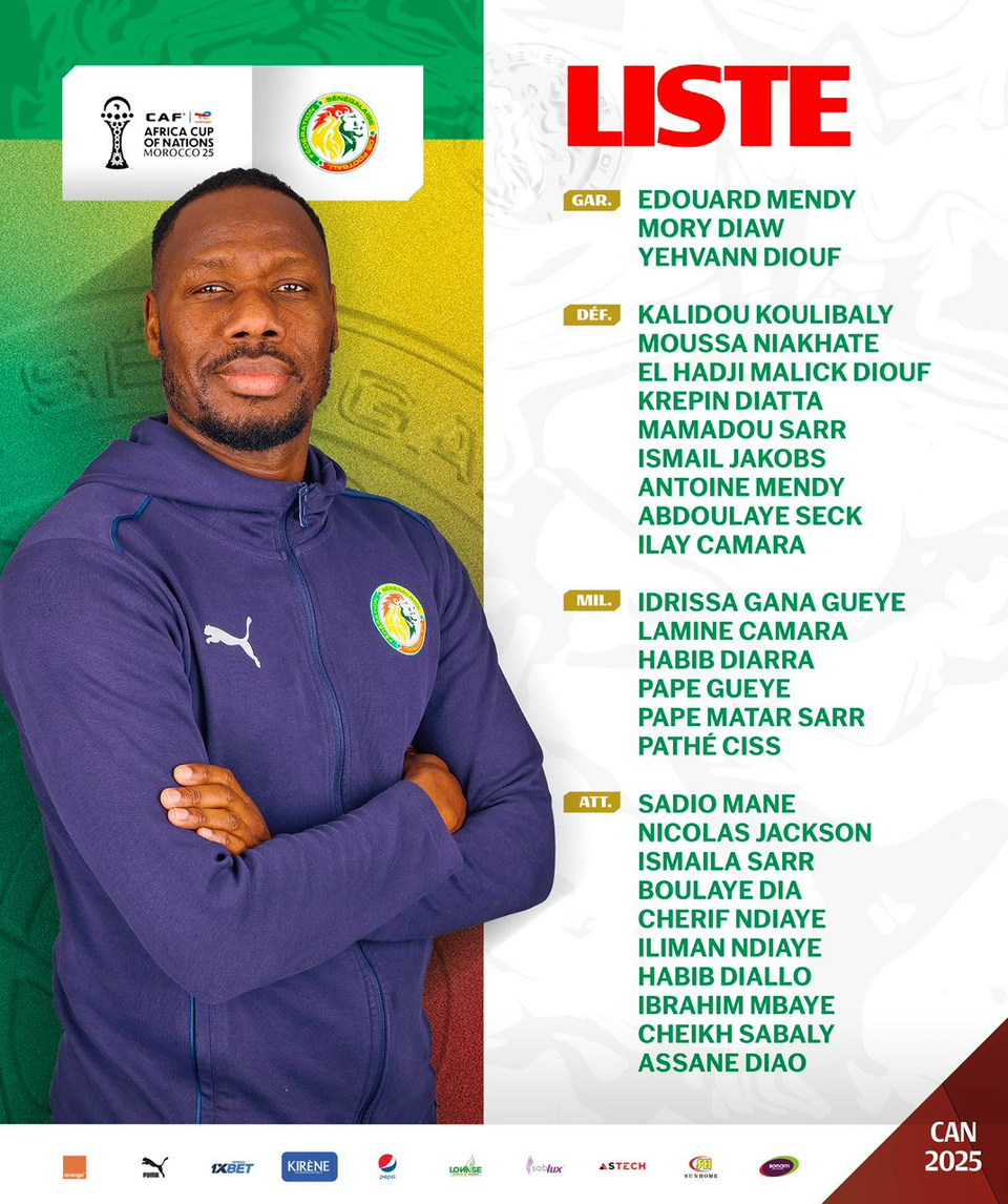 CAN 2025 : Pape Thiaw publie une liste de 28 joueurs, Assane Diao et Habib Diarra convoqués CAN 2025 : Pape Thiaw publie une liste de 28 joueurs, Assane Diao et Habib Diarra convoqués