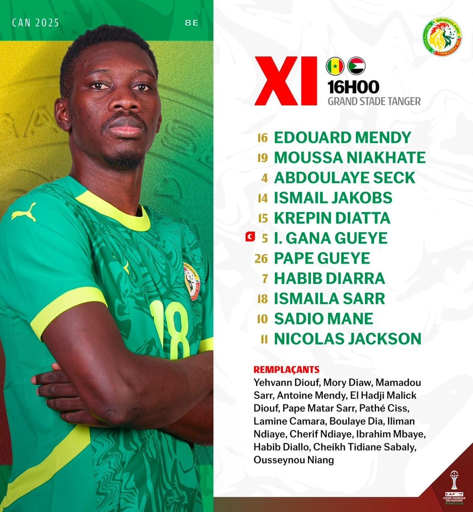 Sénégal vs Soudan : Ismaila Sarr de retour, Habib Diarra titulaire, la composition officielle de Pape Thiaw Sénégal vs Soudan : Ismaila Sarr de retour, Habib Diarra titulaire, la composition officielle de Pape Thiaw