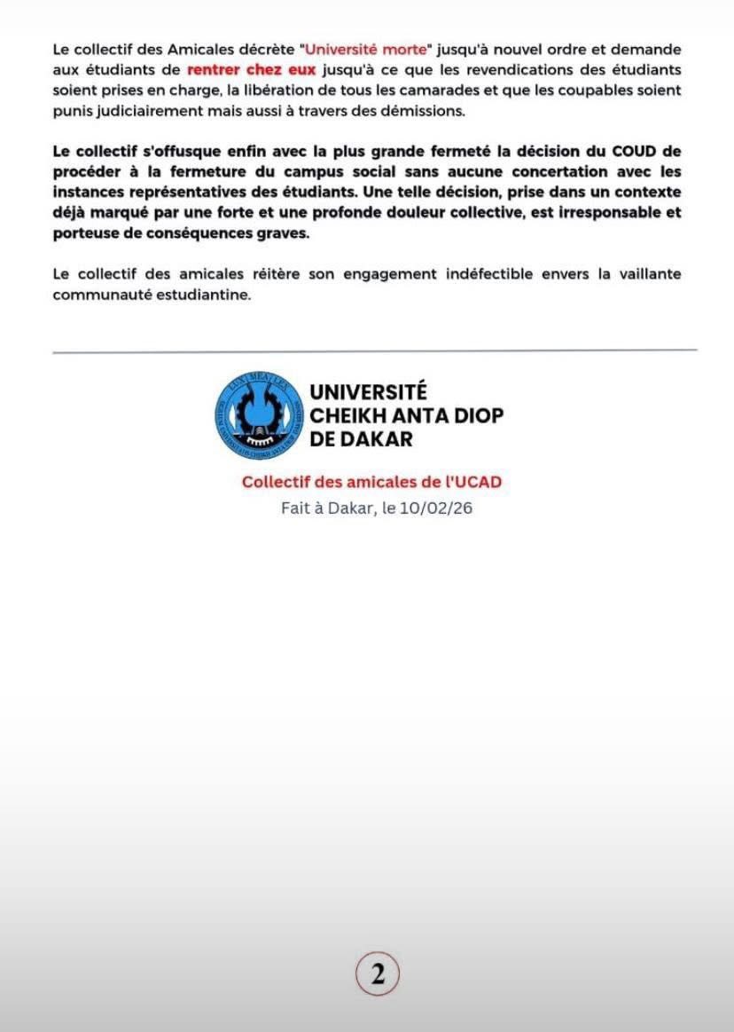 Le Collectif des amicales de l’Université Cheikh Anta Diop de Dakar (Ucad) annonce une plainte contre le Premier ministre Ousmane Sonko pour diffamation gratuite