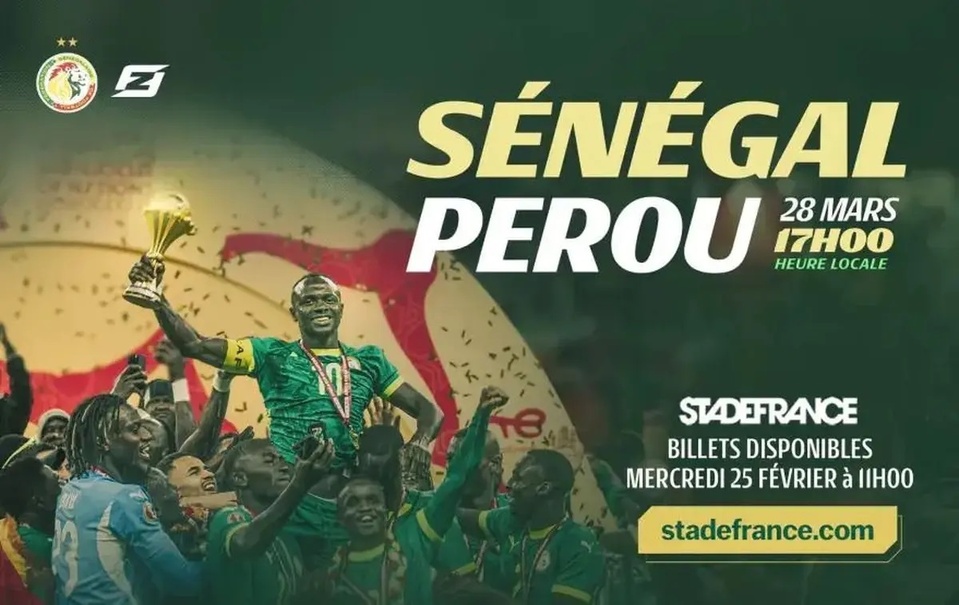 SENEGAL VS PEROU DU 28 MARS 2026 AU STADE DE FRANCE : Les billets disponibles, les catégories les moins chères épuisées en deux heures SENEGAL VS PEROU DU 28 MARS 2026 AU STADE DE FRANCE : Les billets disponibles, les catégories les moins chères épuisées en deux heures