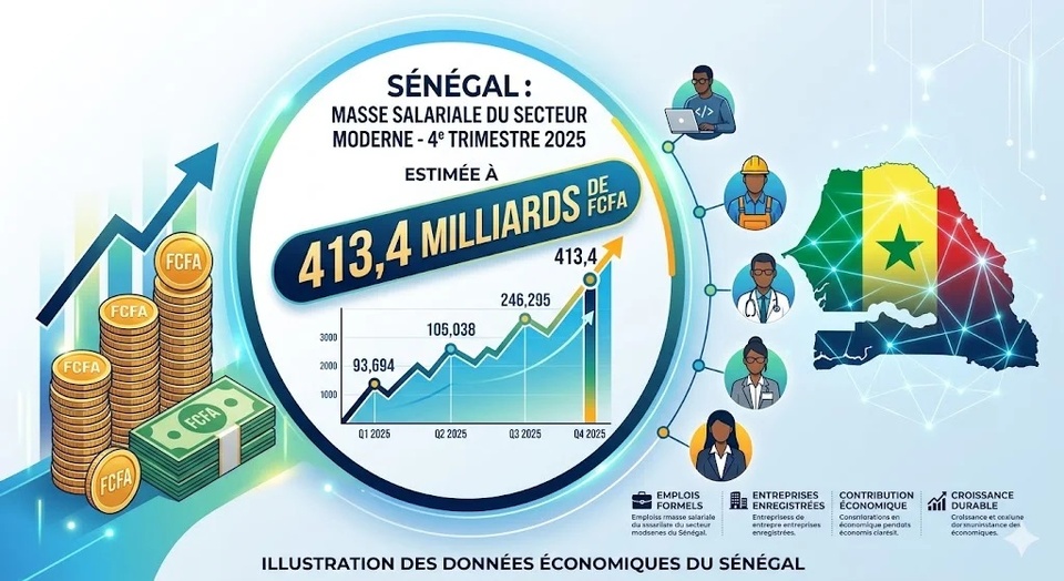 ENQUETE SUR L’EMPLOI, LA REMUNETATION ET LES HEURES DE TRAVAIL AU 4e TRIMESTRE 2025 : Les emplois salariés ont augmenté de 9132 et la masse salariale de 13,5 milliards