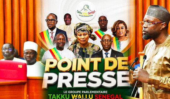CONFERENCE DE PRESSE DU GROUPE PARLEMENTAIRE TAKKU-WALLU : Les députés de l’opposition ferment la porte de l’Assemblée à Sonko et appellent Diomaye à contrer ce coup de force