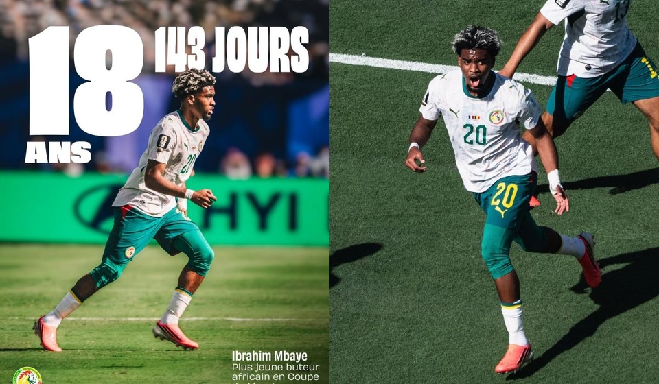 IBRAHIM MBAYE ENTRE DANS L’HISTOIRE DU FOOTBALL AFRICAIN À 18 ans et 143 jours, l’attaquant des Lions est devenu le plus jeune buteur africain de l’histoire de la Coupe du monde IBRAHIM MBAYE ENTRE DANS L’HISTOIRE DU FOOTBALL AFRICAIN À 18 ans et 143 jours, l’attaquant des Lions est devenu le plus jeune buteur africain de l’histoire de la Coupe du monde
