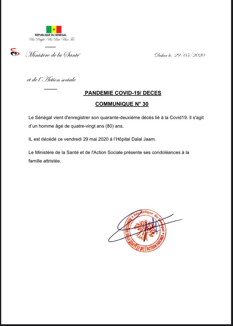 Covid-19 : Le Sénégal enregistre son 42e décès