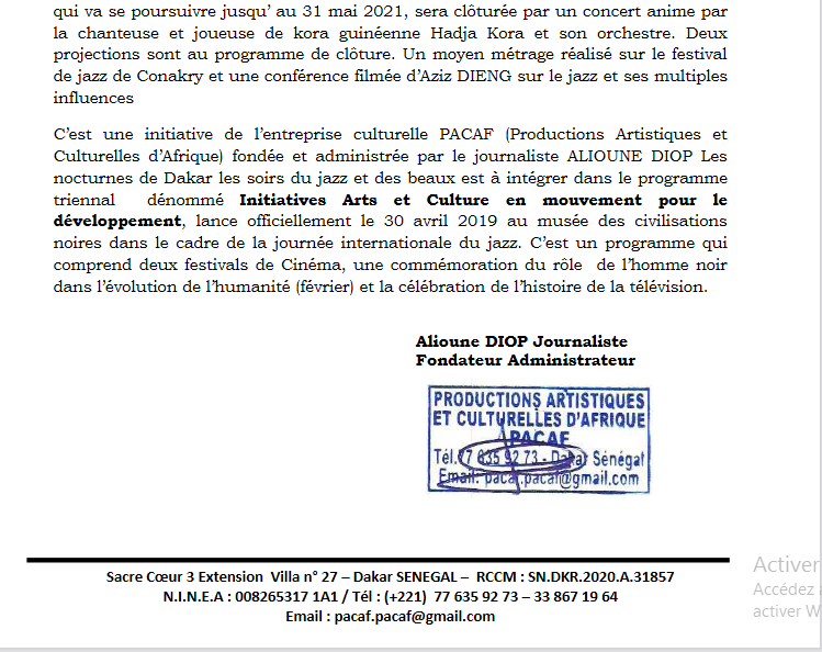 PACAF COMMUNIQUE DE PRESSE