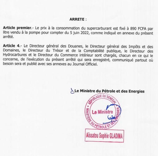 Arrêté ministériel:le prix de l'essence fixé à 890 FCFA.