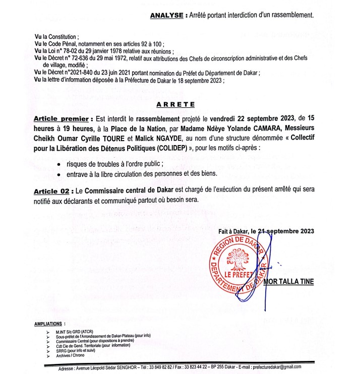 Le rassemblement du Colidep interdit par le préfet