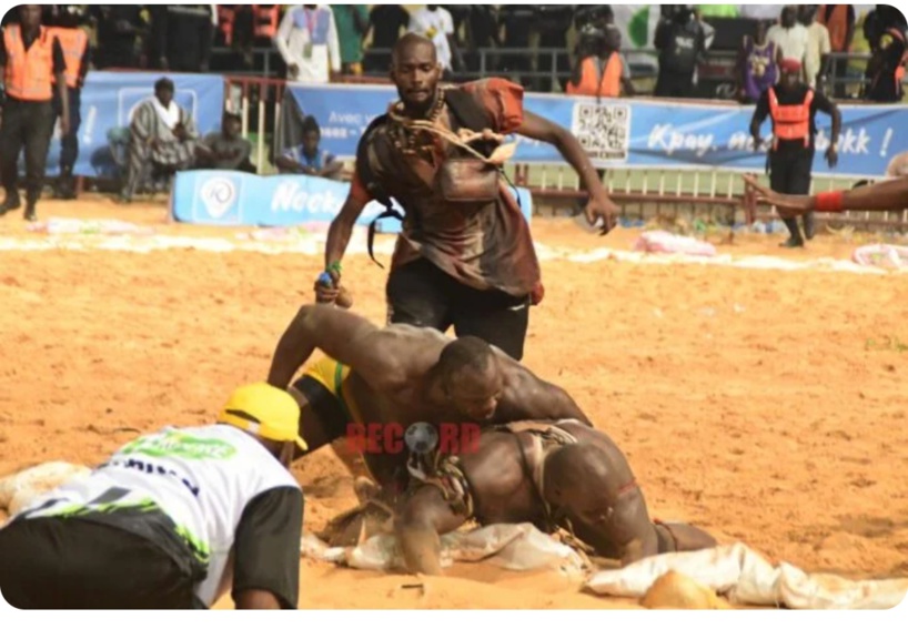 MODOU LO VS AMA BALDÉ : L’HOMME QUI S’EST INTRODUIT DANS L'ARÈNE : Djiby Karim, surnommé « Diaz » s’affiche après le combat