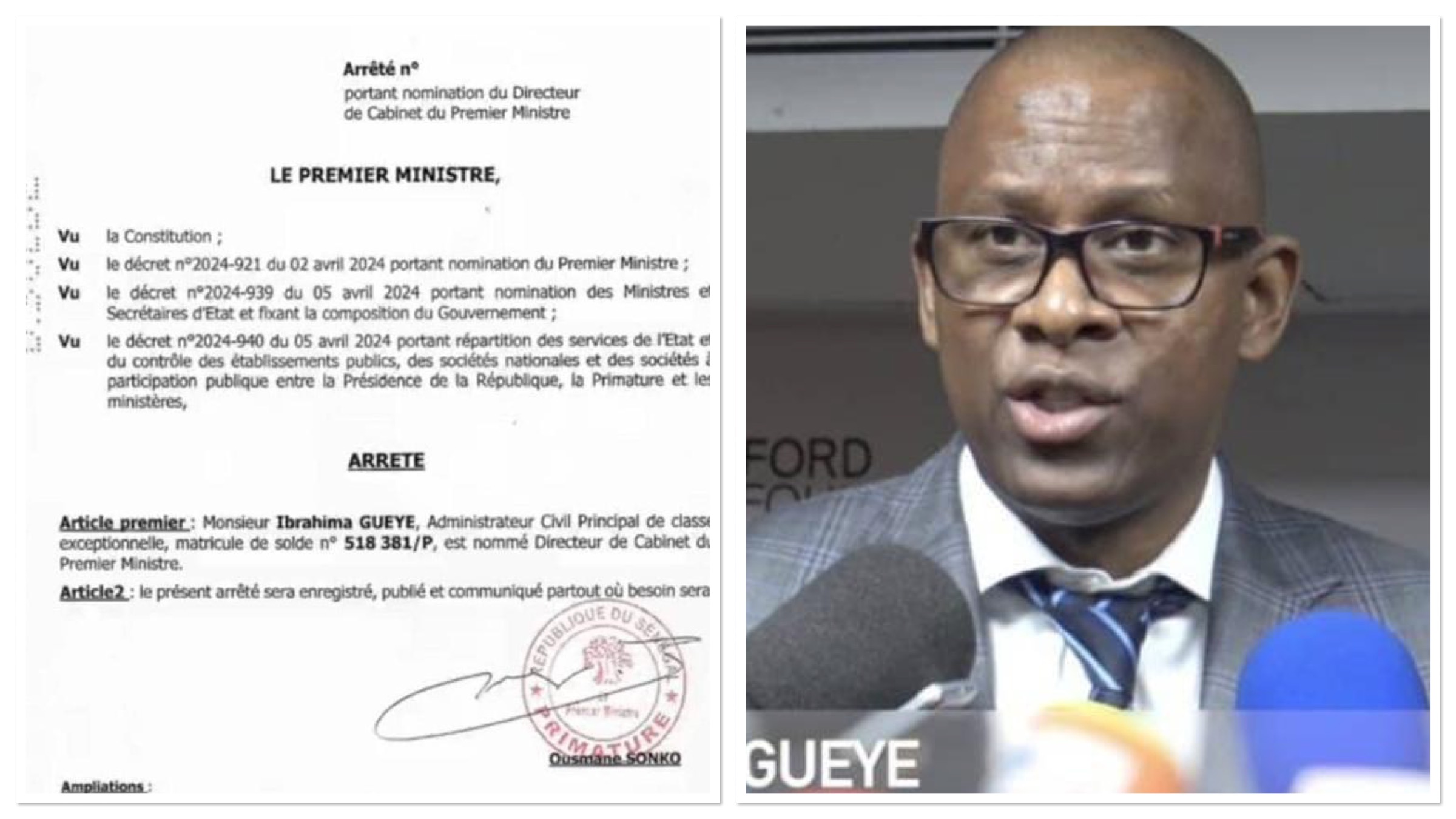 Ibrahima Guèye, Directeur de cabinet du Pm Sonko