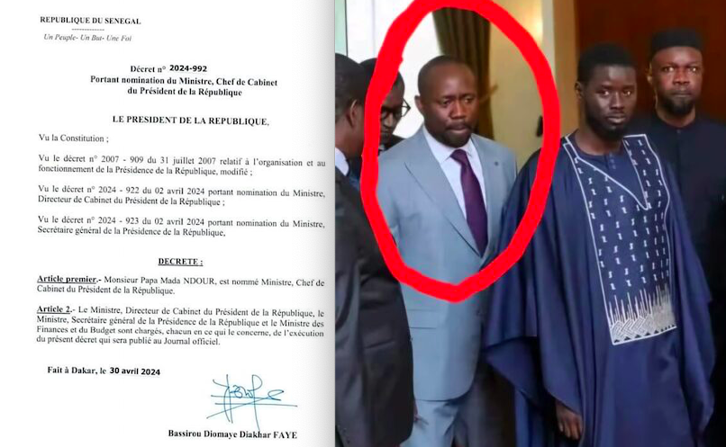 Papa Mada Ndour ministre chef de Cabinet du Président
