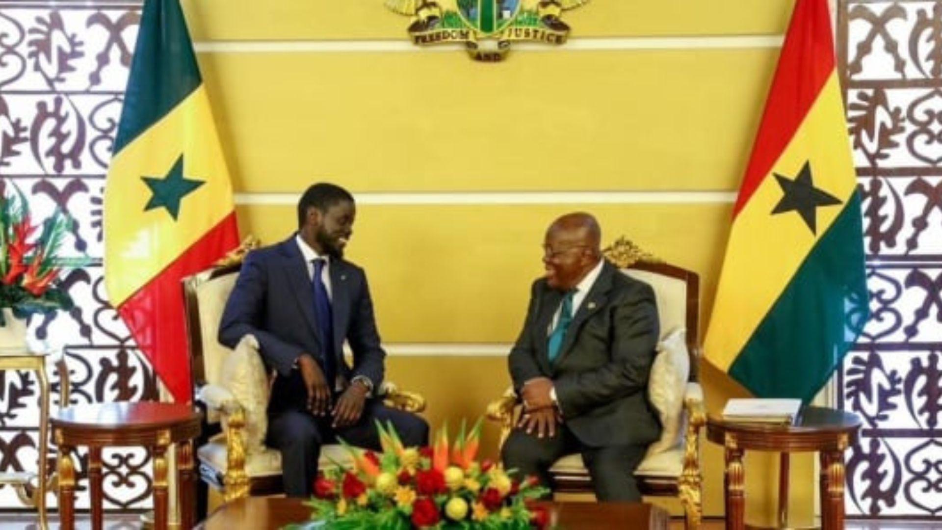 VISITE DU PRÉSIDENT DE LA REPUBLIQUE AU GHANA : Nana Akufo-Addo assure que l’élection de Diomaye a inspiré la jeunesse africaine et l’invite à aider pour le retour dans la Cedeao des pays de l’AES