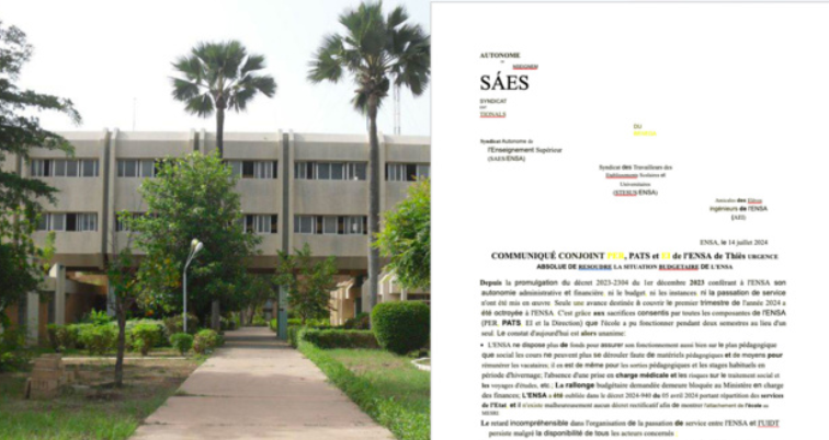 Absence de budget pour le fonctionnement de l'ENSA Thiès: l'intersyndicale décrète ce mardi un débrayage et un arrêt des activités administratives...