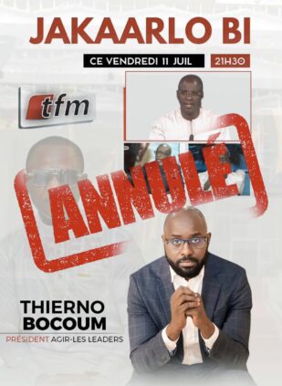 Invité de l'émission Jakaarlo bi hier : Thierno Bocoum, informé de l'annulation de son invitation à la dernière minute