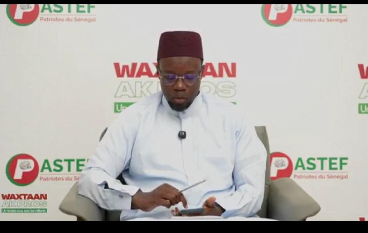 OUSMANE SONKO ALERTE SUR UN PROJET DE DISSOLUTION DE PASTEF « Ils veulent provoquer Pastef pour récupérer le récépissé »