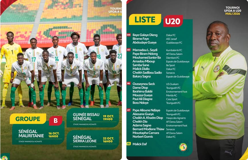 TOURNOI UFOA A U20 (MALI 2026) : Malick Daf dévoile sa liste avec un commando à forte consonance locale