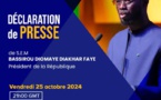 Le Président Bassirou Diomaye Faye fera une déclaration de presse ce vendredi à 21 heures