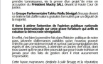 Communiqué de Presse Groupe Parlementaire Takku Wallu Senegal Fait à Dakar, Mardi 15 Avril 2025