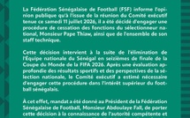  la FSF met fin aux fonctions de Pape Thiaw après le Mondial 2026